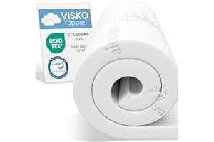 ‎ELONEO ELONEO Viscoelastischer Matratzen Topper 140x200cm, Matratzentopper mit Memory Foam Effekt, 4 cm Höhe, Matratzenauflage für Bett und Boxspringbett, inkl. atmungsaktivem Aloe Vera Bezug