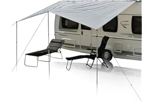 your GEAR Toldo para caravana, 4,5 x 2,4 m, incluye barras de apoyo, resistente al agua, 5000 mm