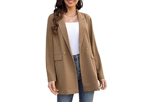 Clearlove Blazer, elegante da donna, tinta unita, slim fit, a maniche lunghe, per lavoro, ufficio, blazer casual, lungo, con tasca, S-XXL