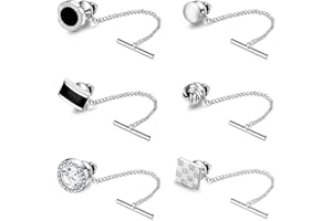 FIOROYAL 6 Stück Krawattennadel für Herren 14 Karat Vergoldete Mode Krawattennadeln Mit Kette Krawattennadel für Hochzeit Geburtstag Jubiläum Business