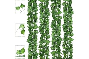 BOIC Bioc 24 Pezzi Edera Artificiale Finta, Piante Pendenti Artificiali Edera Finta, Edera Finta Decorazioni Pianta Artificiale Per Esterno, Balconi, Casa, Giardino, Feste