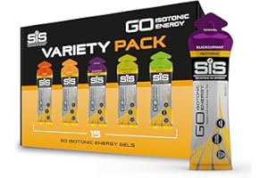 Science In Sport GO Isotonic Energy Gels, Running Gels with 22g Carbohydrates, Low Sugar, Variety Pack of Assorted Flavours, 60ml Per Serving (15 Pack)