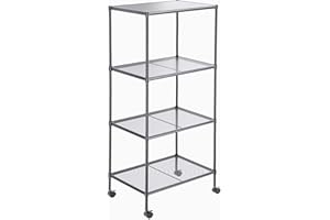 OVICAR 4-Tier Wire Storage Shelves, Adjustable Shelving Units with Wheels, Steel Metal Storage Rack for Kitchen Pantry Closet Laundry, Durable Organizer Garage Tool Storage Shelf (Grey, 4 Tiers)