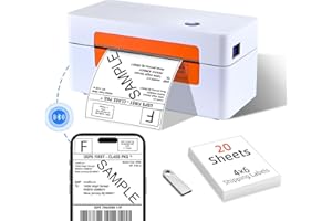 vretti Stampante Etichette Adesive e Spedizione con USB/Bluetooth | Alta Qualità 99.99% Scansione | Testina 3x Durata | 70% Risparmio Costi | Compatibile con Amazon, DHL, UPS