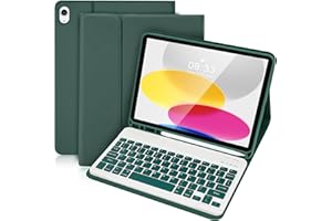 Lively Life Bluetooth Keyboard Case for iPad 11th Gen. (A16) 11 inch 2025, 10th Gen. 10.9 inch 2022, Wireless Keyboard, Detachable Protective Cover, with Pen Holder, UK Layout, Dark Green