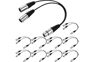 KIGELI XLR Splitter Cable 1 XLR Female to 2 XLR Male Patch Y Cable Balanced Microphone Splitter Cord Audio Adaptor XLR Y Splitter Microphone Cable for Stereo Mic to L and R Audio Track, 1 Foot (5 Pcs)
