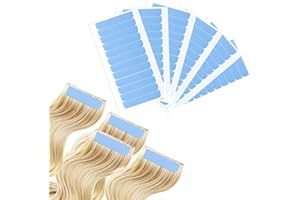 simarro 144Pcs Hair Extension Tape Tabs, Double Sided Adhesive Wig Tapes Tabs for Hair Extensions Replacement Tapes for Human Hair Wig Tape Waterproof Wig Tape Beauty Tools (Blue)