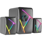 Mars Gaming MS-H21, RGB 2.1 Gaming Speakers and 35W Subwoofer, 3D Surround Inverted Drivers System, Compact Speakers with RGB