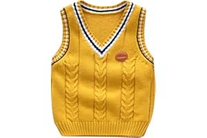Shengwan Kinder Jungen Pullunder Gestrickte Weste V-Ausschnitt Strickweste Ärmellos Strickpullover