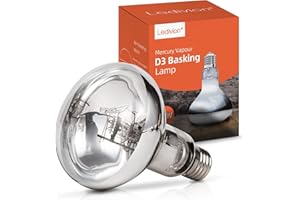 Ledivion D3 UV Basking Lamp, 100 W Reptile Heat Lamp, UVB UVA Mercury Vapor Self-Ballasted, Provides Heat, Light & UV for Reptile and Amphibian