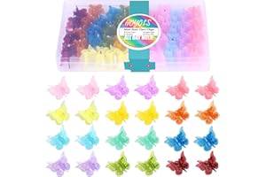 Hoyols Lot de 48 mini pinces à cheveux en forme de papillon,Accessoires colorés pour filles et femmes,Petites pinces à cheveux tressées,Arc-en-ciel pastel des années 2000,12 couleurs de bébé (gelée)