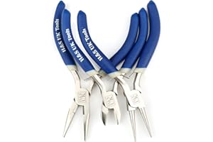 H&S Chromowane Narzędzia Do Wyrobu Biżuterii - Zestaw 3 Szczypiec Długich, Igłowych i Okrągłych Do Rękodzieła i Ozdobnictwa