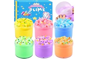 JAMDESDW 6 Pack Jelly Cube Slime, Soft and Glossy Clear Slime Kit, DIY Stress Relief Sludge Slime Toy, Birthday Gift, Easter Gift, Slime Party Favors for Girls and Boys