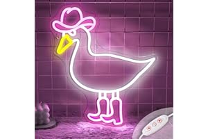 BEALITY Cowboy Duck Neon Sign, Funny Neon Light Sign Duck Neon Light Up Sign for Wall Decor, Dimmable Led Neon Duck Signs for Bedroom Kids Room Bar Shop, Birthday Gifts for Girls Boys