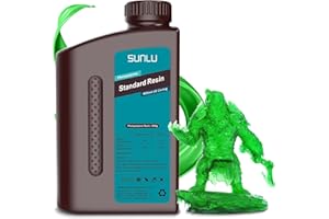 SUNLU 3D Printer Resin, Fast Curing Resin Standard Photopolymer 3D Printing Liquid, 405nm UV Rapid Resins for 4K/8K/10K LCD/DLP/SLA Resin 3D Printers, High Precision, Low Shrinkage, 1KG Clear Green