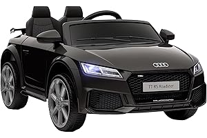 HOMCOM Audi TT RS Licensed 12V Kids' Electric Ride on, Electric Car for Kids with Parental Remote Forward Reverse, Lights, Horn, Music, MP3 Player, Seatbelt, Black