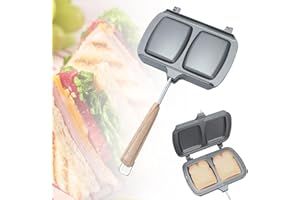 GARQITWAN Tostapane per sandwich maker, padella antiaderente con manici, tappetino rimovibile per waffle, griglia per sandwich per barbecue da esterni, per il fuoco aperto