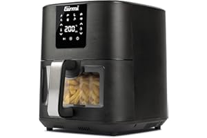 Girmi FG79 "Ecofrit 9L"Friggitrice ad Aria, 1700 W, 9 Litri XXL, 8 programmi, Display Digitale,BPA/PFOA Safe, Luce interna, Timer, Ricettario incluso, Nero Opaco