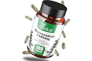 ‎LOODUS 180 Resveratrol Kapseln hochdosiert - 100:1 Resveratrol Extrakt - 1300mg Trans Resveratrol hochdosiert in 2 Kapseln/Tag aus japanischem Staudenknöterich Extrakt - hochdosiert, natürlich & vegan