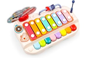 Januts Baby Piano Toys 4 in 1 Musical Instruments Toddler Toys Kids Multi-Function Piano Set Early Educational Toy for 6 12 Months Preschool Interactive Learning Toys for 2 3 4 5 6 Year Old Boys Girls