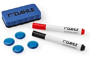 Dahle 95140-13540 Whiteboard Starterset (2 Boardmarker rot/schwarz, 4 Magnete, 1 magnetischer Wischer)
