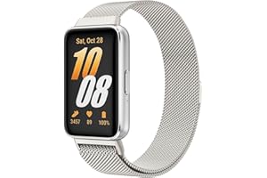 Yisica Metal Stainless Steel Loop for Samsung Galaxy Fit 3 Strap Women Men, Adjustable Comfortable Magnetic Milanese Mesh Replacement Strap for Samsung Galaxy Fit 3