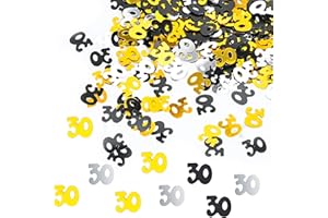 DARBERMU 30th Birthday Metallic Glitter Foil Table Confetti Sequins - 30g Black Gold Silver for 30 Years Birthday Party Anniversary Decorations