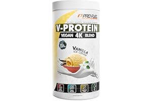 ‎PROFUEL Vegan Protein VANILLE - V-Protein 4K Blend, 750g | Unglaublich lecker & cremig | Aus Sonnenblumen, Soja, Hanfsamen & Kürbiskernen | Pflanzliches Eiweißpulver mit 81% Eiweiß