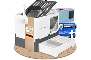 MiauuBox Katzenklo, Katzentoilette mit Deckel + ausziehbare Schublade und [inklusive Schaufel],Sehr gut getestet von Testsieger-online 45 x 35 x 38 cm JETZT Farbe wählen.