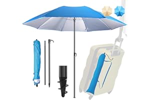 4smile Beach Parasol UPF 50+ – Practical Travel Parasol for Suitcases Diameter 160 cm – Functional Beach Umbrella Small Foldable, Compact Beach Umbrella Suitcase