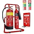 Small Office Fire Safety Pack. Fire Extinguisher Set with Stand 1M X 1M FIRE Blanket and ID Signs. Covers All Types of fire Risk. Ideal for Small workplaces.BS Kitemarked C+F+HB+ID+RST