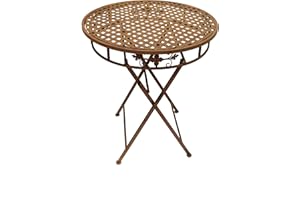 Passion MaDe Gartentisch WK071154 braun Klapptisch 70 cm Metalltisch Tisch Dekotisch Kaffeetisch Garten Terrasse Gartendeko Dekoration Metall rund