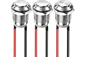 Gebildet 3 st 12mm 2A 12V/24V/125V/250V AC Förtrådad Vattentät Tryckknapp Momentan Rostfritt Stål Tryckknapp På-Av (Högt Huvu