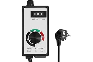 AYGROCHY Regolatore di velocità del ventilatore elettrico, regolatore variabile per idroponica, tubo in linea, ventilatori a soffitto con cavo da 1,8 m da 230 V 8 A