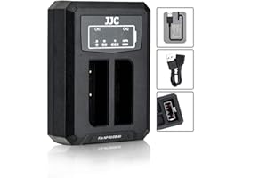 JJC NP-95 USB Dual Battery Charger Adapter for Fujifilm FinePix X100T, X100S, X100, X30, X-S1 Digital Camera Chargers for Fuji NP-95 Ricoh DB-90 Battery