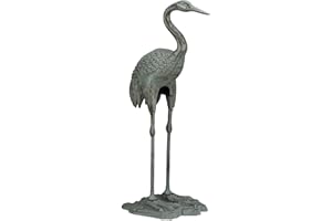 Relaxdays Statua a Forma di Gru, 75 x 35 x 22 cm, Decorazione da Giardino, Resistente alle Intemperie e al Gelo, Verde