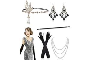 Alintor Accessoire Année 20 Femme, Deguisement Femme Accessoire Des Années 20, pour la Robe Annee 20, Déguisement Carnaval Femme, Costume Carnaval Femme, Gatsby Femme, Robe Charleston Femme Annee 20