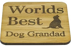 SHG AT HOME Worlds Best Dog Grandad Oak Veneer Coaster – Gift for Grandad from the Dog – Great gift for new puppy Grandpa – fun from the dog – Special Birthday present for Gramps from Doggy.