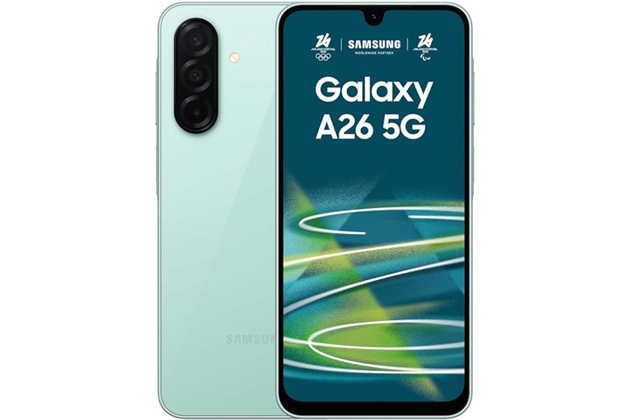 Samsung Galaxy A26 5G, Smartphone with Smart Functions, 3 Years Manufacturer's Warranty, 6.7 Inch Super AMOLED Display, 6 GB RAM, 128 GB, 5,000 mAh, Expandable Memory, Mint [Italian Version]