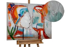 KunstLoft Leinwandbild | 100% HANDGEMALT | 100x75cm | Gemälde 'Ein Bund fürs Leben' | Gesicht | Bunt | Wandbild Wohnzimmer