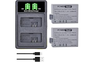 PowerTrust LP-E5 Battery and LED Charger with Build-in USB for Canon EOS 500D, 1000D, EOS 450D, Rebel XSi/EOS kiss X2, Rebel XS/Kiss F, Rebel T1i / Kiss X3