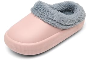 SMajong Zapatillas de Invierno para Niños Niñas Zuecos Cálidas Zapatillas de Casa de Peluche Pantuflas Antideslizante 24-34 EU
