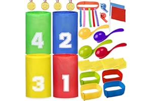 MarckersHome Sports Day Kit Ensemble de Jeux de Plein Air Course de Sacs, œuf et Cuillère, Jeu de Haricots à 3 Pattes Jeux de Carnaval en Plein Air Garden Party pour Enfants et Adultes