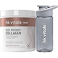 HealthKart Hk Vitals Marine Collagen Supplements Powder (Mixed Fruit,200 Gram) & Sipper Bottle (Grey,300 Ml) Combo Pack|With Vitamin C & E|For Healthy Skin,Hair & Nails,2 Count,25 Servings