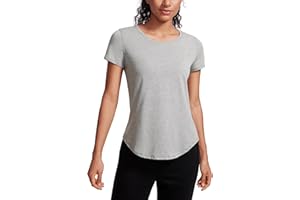 CRZ YOGA Mujer Algodón Pima Suelta Camisetas Manga Corta Deportiva Tops