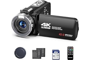FIREFOTO 4K Video Camera 42MP Camcorder 18X Digital Zoom Vlogging YouTube Cameras 3.0'' 270°Rotation Screen Compact Travel Cam Corder with 2 Batteries, 32GB SD Card, Remote Control
