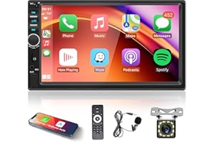 RIMOODY Radio samochodowe Apple Carplay 2 Din z systemem Android Auto Bluetooth głośnomówiący 7 cali ekran dotykowy z lustrem łączem FM/USB/AUX/EQ/TF + pilot zdalnego sterowania z mikrofonem