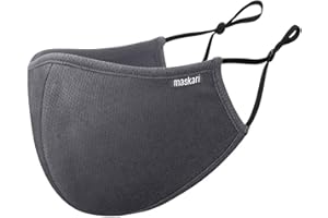 Maskari Reusable 3 Layer Face Mask | HeiQ Viroblock | Breathable & Sporty | Sizes for Men, Women, Teens & Kids | With & Without Adjustable Ear Loops