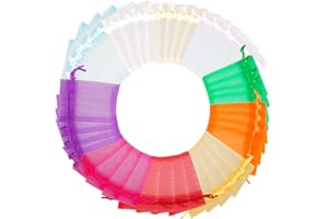 BENLIDONER 80Pcs Multi-colored Organza Bags, 7x9 CM Small Transparent Organza Gift Pouches, Wedding Jewelry Bags with Drawstring, Clear Mesh Pouches for Wedding, Christmas, Birthday, Party