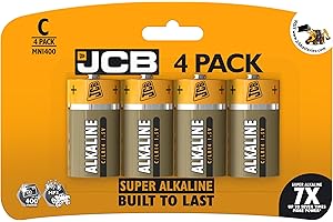 JCB Super Alkaline Batteries C Size 1.5V LR14 MN1400 Pack of 4